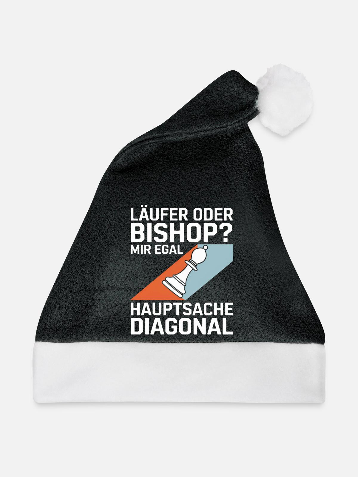 Läufer oder Bishop? Diagonal-Humor - Weihnachtsmütze - Schwarz/Weiß - Vorne
