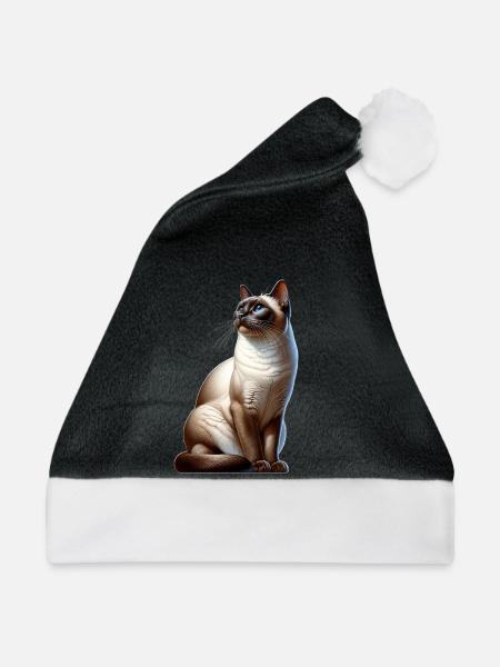 Siamkatze - Weihnachtsmütze - Schwarz/Weiß - Vorne