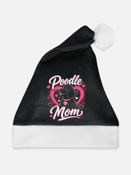 Pudel Mama Herzchen Design - Weihnachtsmütze - Schwarz/Weiß