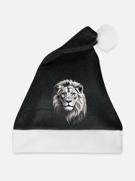 Löwenkopf - Weihnachtsmütze - Schwarz/Weiß
