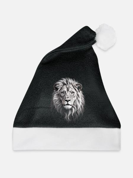 Löwennkopf Löwe - Weihnachtsmütze - Schwarz/Weiß