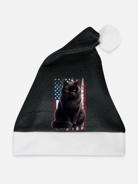 Grumpy Black Cat US Schwarze Katze - Weihnachtsmütze - Schwarz/Weiß