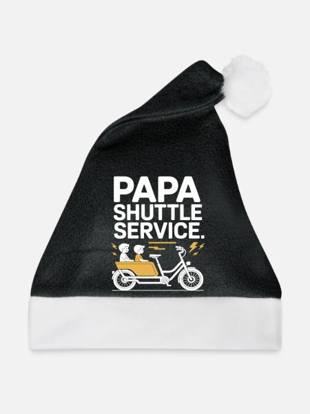 Papa Shuttle Service Lastenrad Papa - Weihnachtsmütze - Schwarz/Weiß