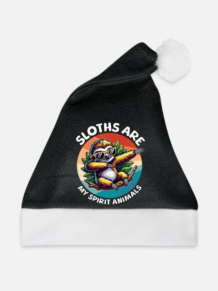 Lustige Faultier Sprüche - Weihnachtsmütze - Schwarz/Weiß