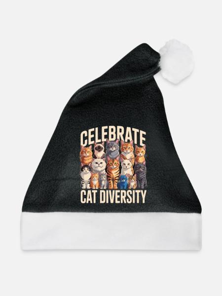 Celebrate Cat Diversity Katzen - Weihnachtsmütze - Schwarz/Weiß