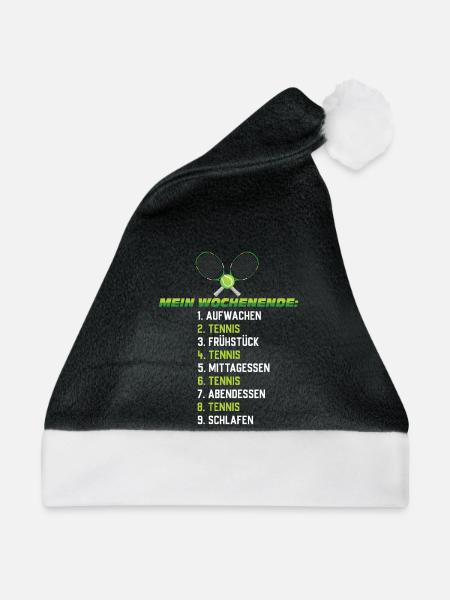 Tennis Wochenendplan – Lustiger Zeitplan - Weihnachtsmütze - Schwarz/Weiß
