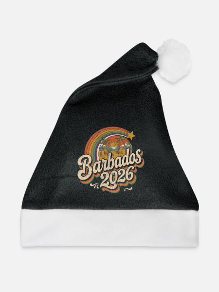 Barbados 2026 Strand Retro - Weihnachtsmütze - Schwarz/Weiß