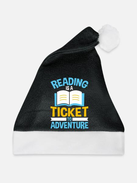 Lesen ist Ticket zu Abenteuern - Weihnachtsmütze - Schwarz/Weiß