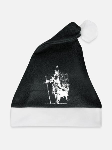 Ritter-Silhouette mit Banner und Schwert - Weihnachtsmütze - Schwarz/Weiß