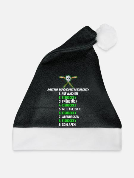 Mein Wochenende: Nur Eishockey - Weihnachtsmütze - Schwarz/Weiß - Vorne