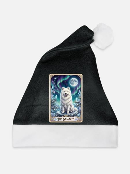 Samojede unter Nordlichtern - Weihnachtsmütze - Schwarz/Weiß