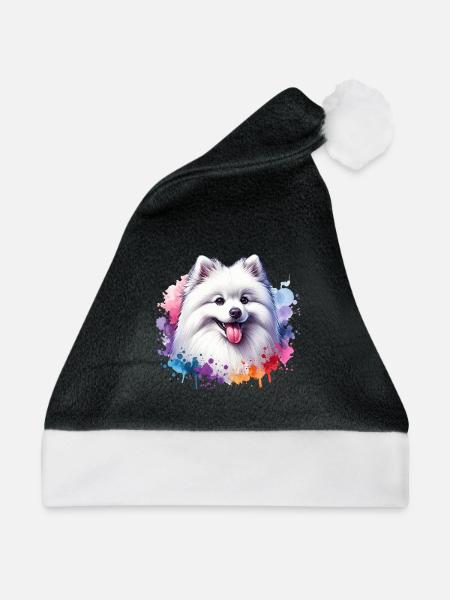 Spitz Zwergspitz Motiv - Weihnachtsmütze - Schwarz/Weiß