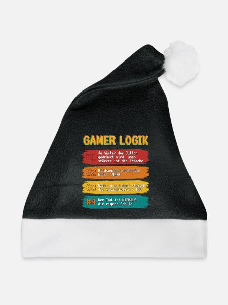 Gamer Logik Spruchband - Weihnachtsmütze - Schwarz/Weiß