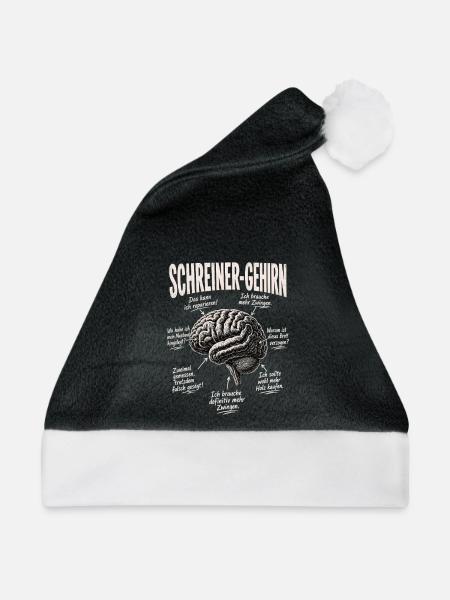 Schreiner Gehirn Humor Shirt - Weihnachtsmütze - Schwarz/Weiß