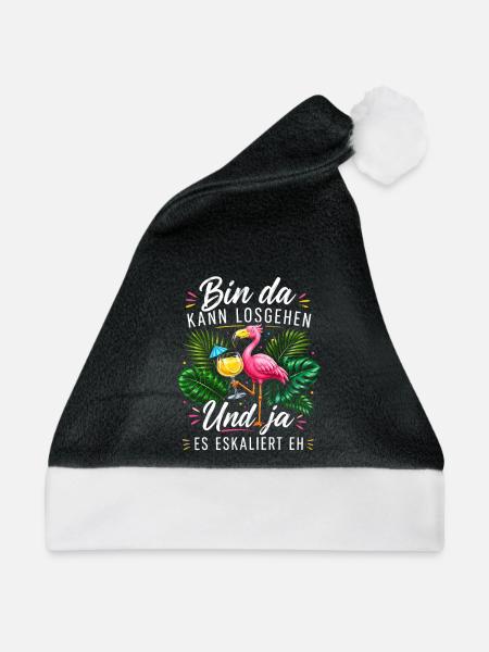 Bin da Eskaliert Flamingo Sommer - Weihnachtsmütze - Schwarz/Weiß