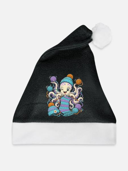 Pfiffiger Oktopus Strickzauber - Weihnachtsmütze - Schwarz/Weiß - Vorne