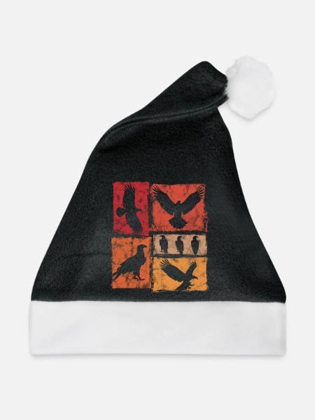 Adler Retro Tierdruck - Weihnachtsmütze - Schwarz/Weiß