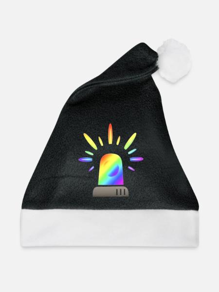 Regenbogen Sirene Warnleuchte - Weihnachtsmütze - Schwarz/Weiß