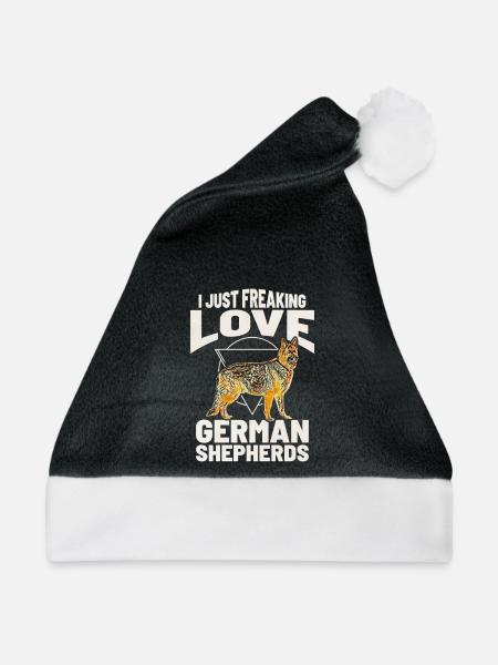 I Freaking Love Deutsche Schäferhunde - Weihnachtsmütze - Schwarz/Weiß