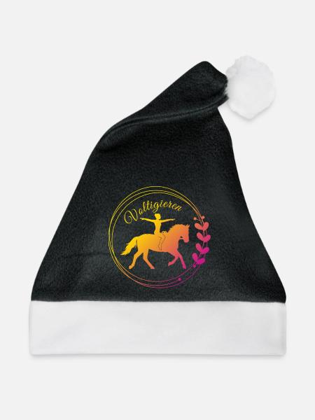 Voltigieren Grundsitz – Geschenk für Voltigierer - Weihnachtsmütze - Schwarz/Weiß