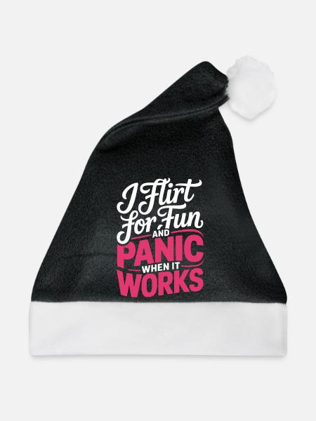 I Flirt For Fun Dating Flirt Anmachspruch Single - Weihnachtsmütze - Schwarz/Weiß - Vorne