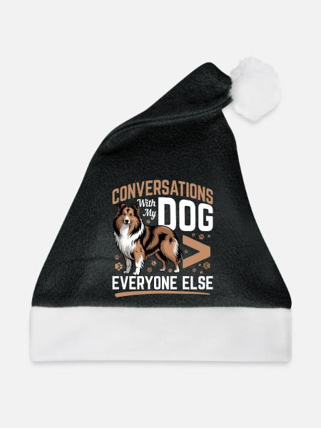 Shetland Sheepdog Sheltie Dog Breed - Weihnachtsmütze - Schwarz/Weiß