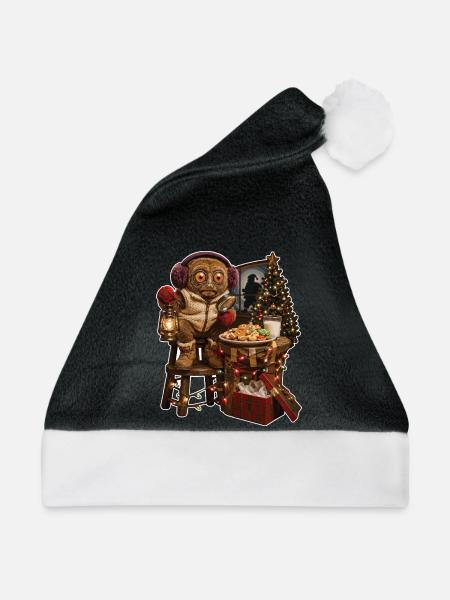Koboldmaki in der Weihnachts-Nachtschicht - Weihnachtsmütze - Schwarz/Weiß