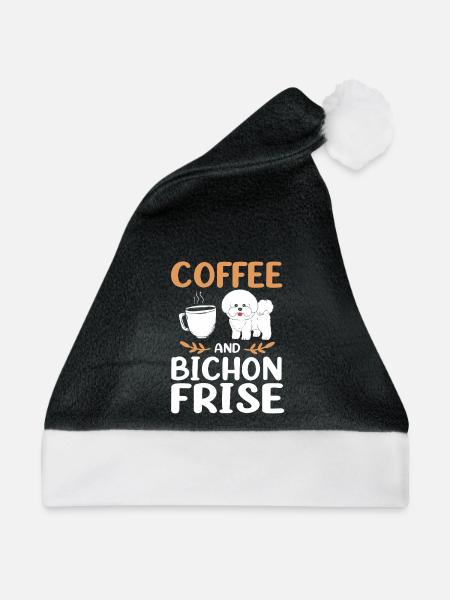 Bichon Frise Hund - Weihnachtsmütze - Schwarz/Weiß