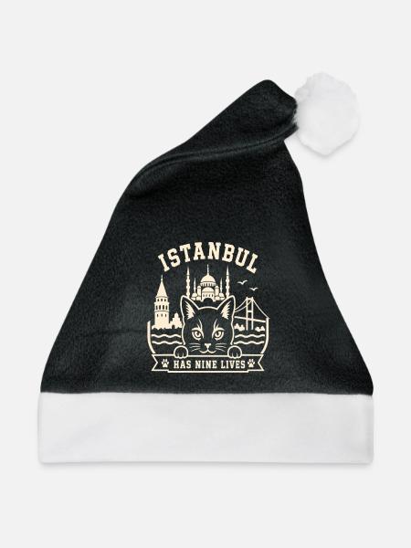 Istanbul Katze Skyline - Weihnachtsmütze - Schwarz/Weiß