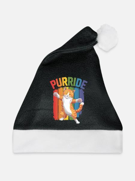 Purride Regenbogen Katze Stolz Design - Weihnachtsmütze - Schwarz/Weiß