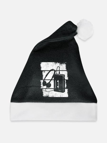 Kasettenspieler Zeichnung - Weihnachtsmütze - Schwarz/Weiß