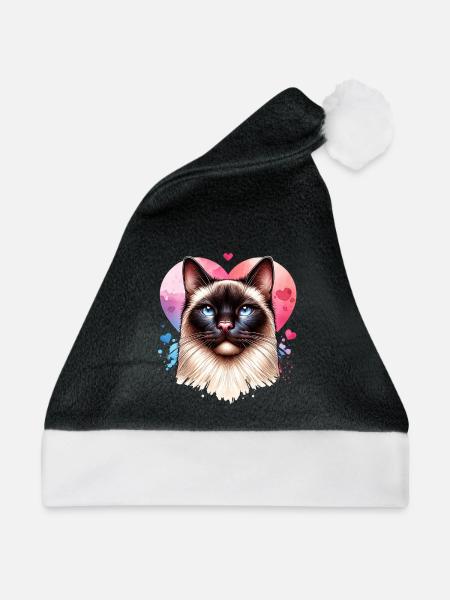 Siamkatze - Weihnachtsmütze - Schwarz/Weiß - Vorne