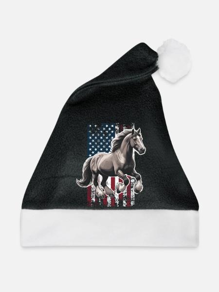 Belgian Draft US Belgisches Zugpferd - Weihnachtsmütze - Schwarz/Weiß