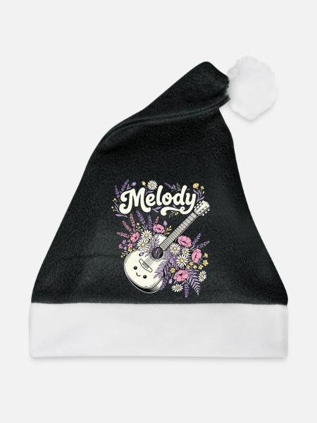 Melody Gitarre Blumen Musik - Weihnachtsmütze - Schwarz/Weiß