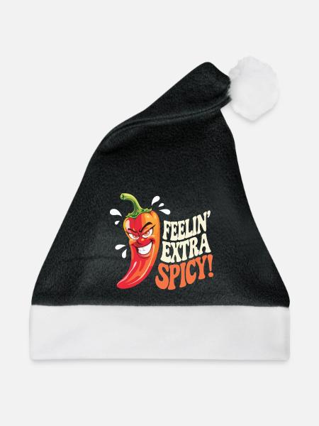 Extra scharf Chili-Karikatur extra spicy - Weihnachtsmütze - Schwarz/Weiß - Vorne