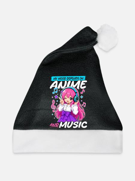 Anime and Music Chibi - Weihnachtsmütze - Schwarz/Weiß