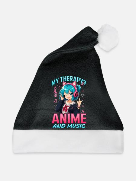 Anime and Music Chibi - Weihnachtsmütze - Schwarz/Weiß