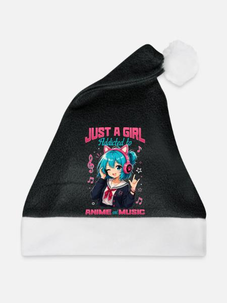 Anime and Music Chibi - Weihnachtsmütze - Schwarz/Weiß