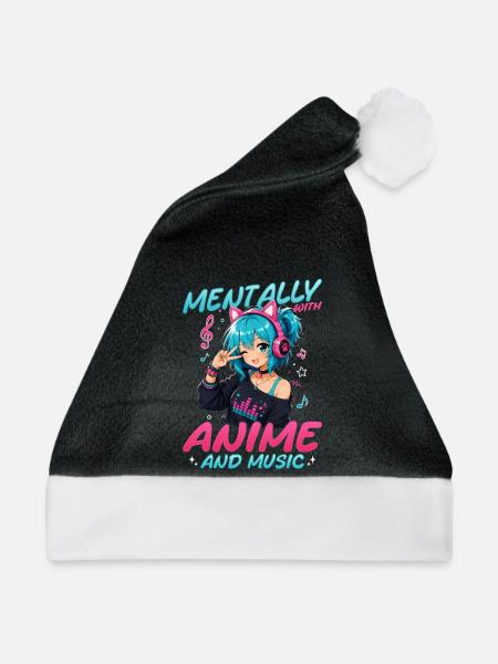 Anime and Music Chibi - Weihnachtsmütze - Schwarz/Weiß