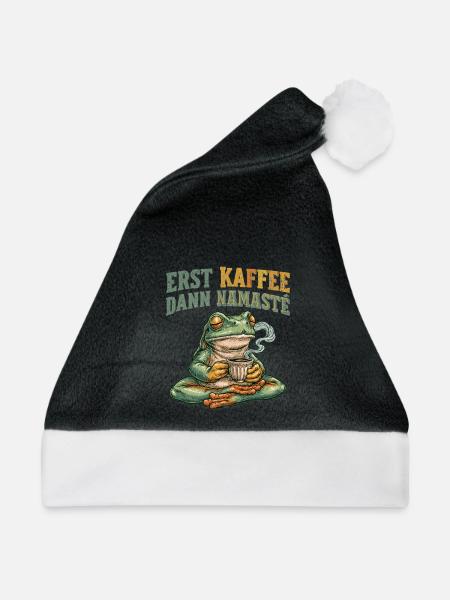 Erst Kaffee Dann Namaste Yoga Frosch - Weihnachtsmütze - Schwarz/Weiß