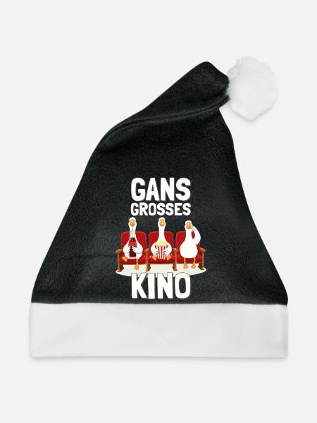 GANS GROßES KINO - rot/beige Gänse - Weihnachtsmütze - Schwarz/Weiß