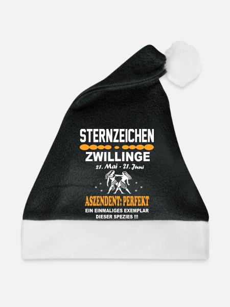 Sternzeichen Zwillinge – Aszendent Perfekt - Weihnachtsmütze - Schwarz/Weiß