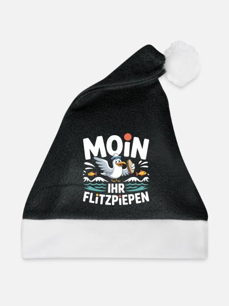 Moin Ihr Flitzpiepen Norddeutsch Hamburg Büro Moin - Weihnachtsmütze - Schwarz/Weiß - Vorne