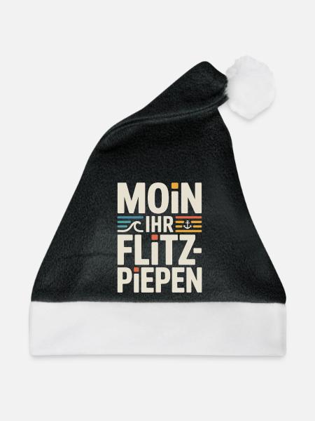 Moin Ihr Flitzpiepen Norddeutsch Hamburg Büro Moin - Weihnachtsmütze - Schwarz/Weiß - Vorne