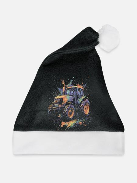 Mehrfarbige Landtraktor-Splash-Art - Weihnachtsmütze - Schwarz/Weiß
