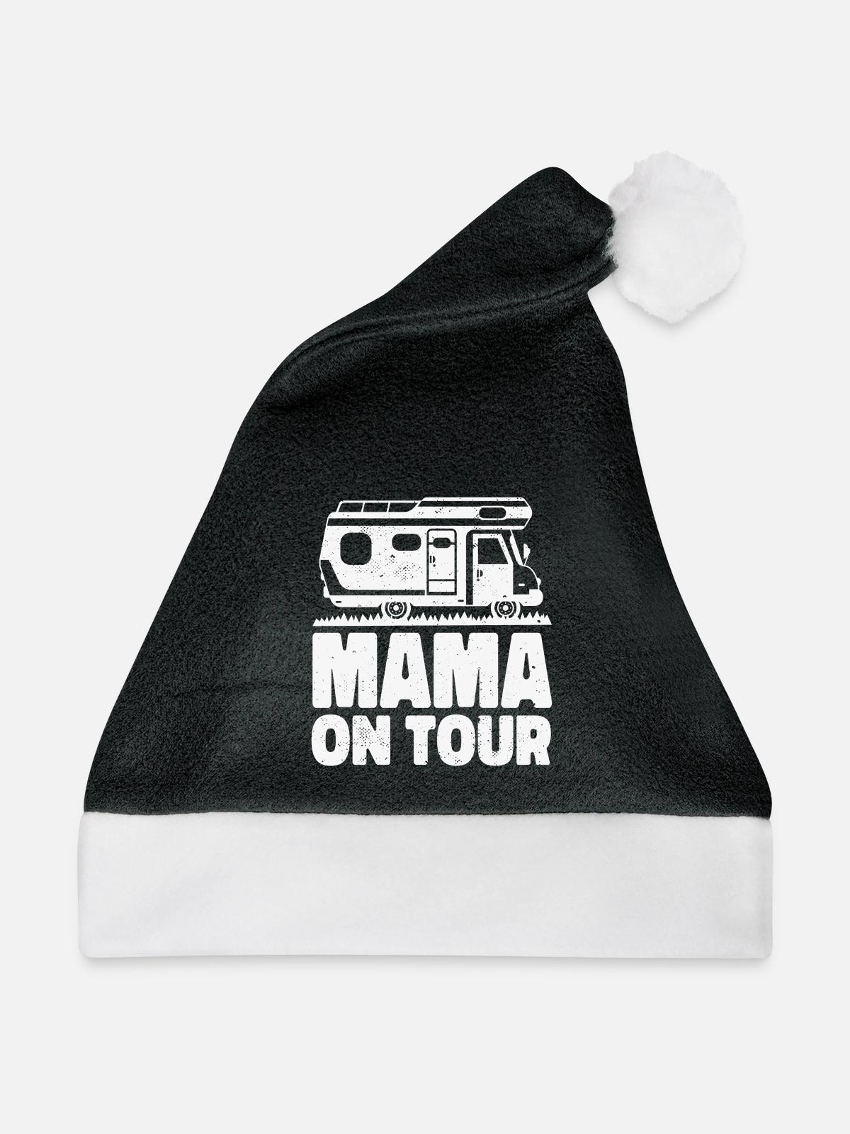 Mama on Tour - Weihnachtsmütze - Schwarz/Weiß - Vorne
