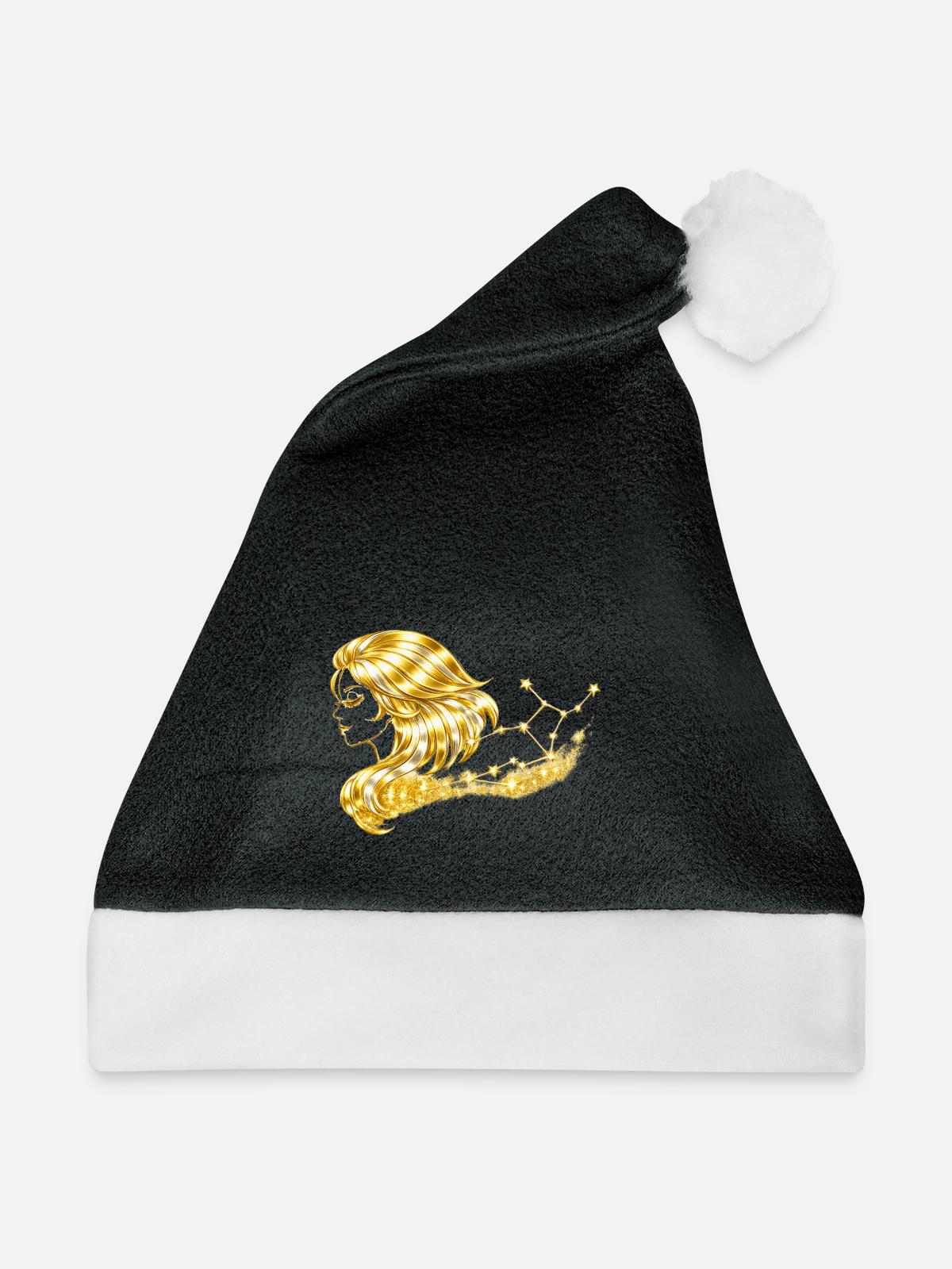 Sternzeichen Jungfrau - Weihnachtsmütze - Schwarz/Weiß - Vorne