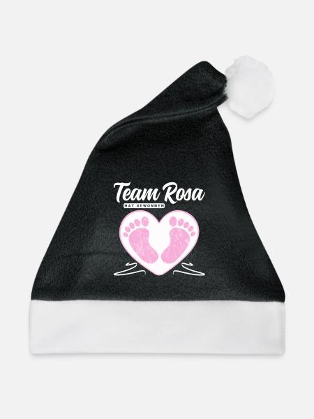 Team Rosa hat gewonnen - Geschlecht Mitteilen - Weihnachtsmütze - Schwarz/Weiß