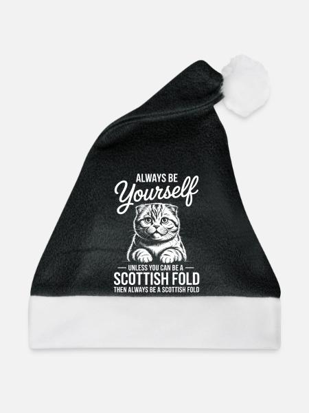 Schottische Faltohrkatze Scottish Fold Geschenk - Weihnachtsmütze - Schwarz/Weiß