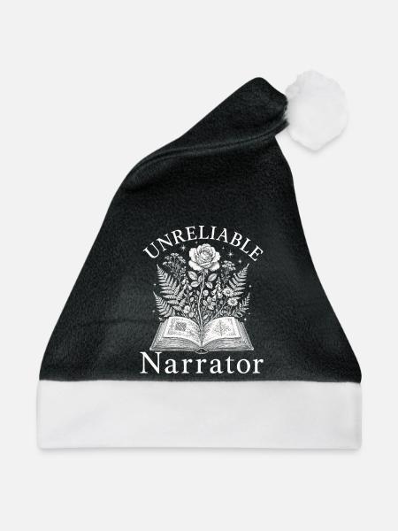 Unzuverlässiger Erzähler, Buchliebhaber, Autor - Weihnachtsmütze - Schwarz/Weiß